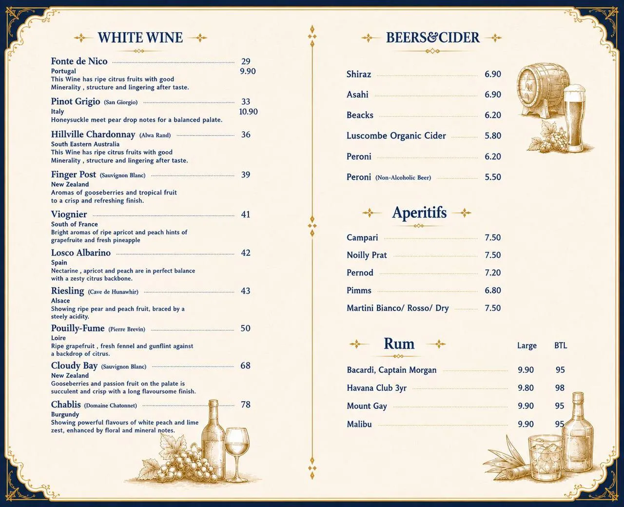 Drinks menu page 2