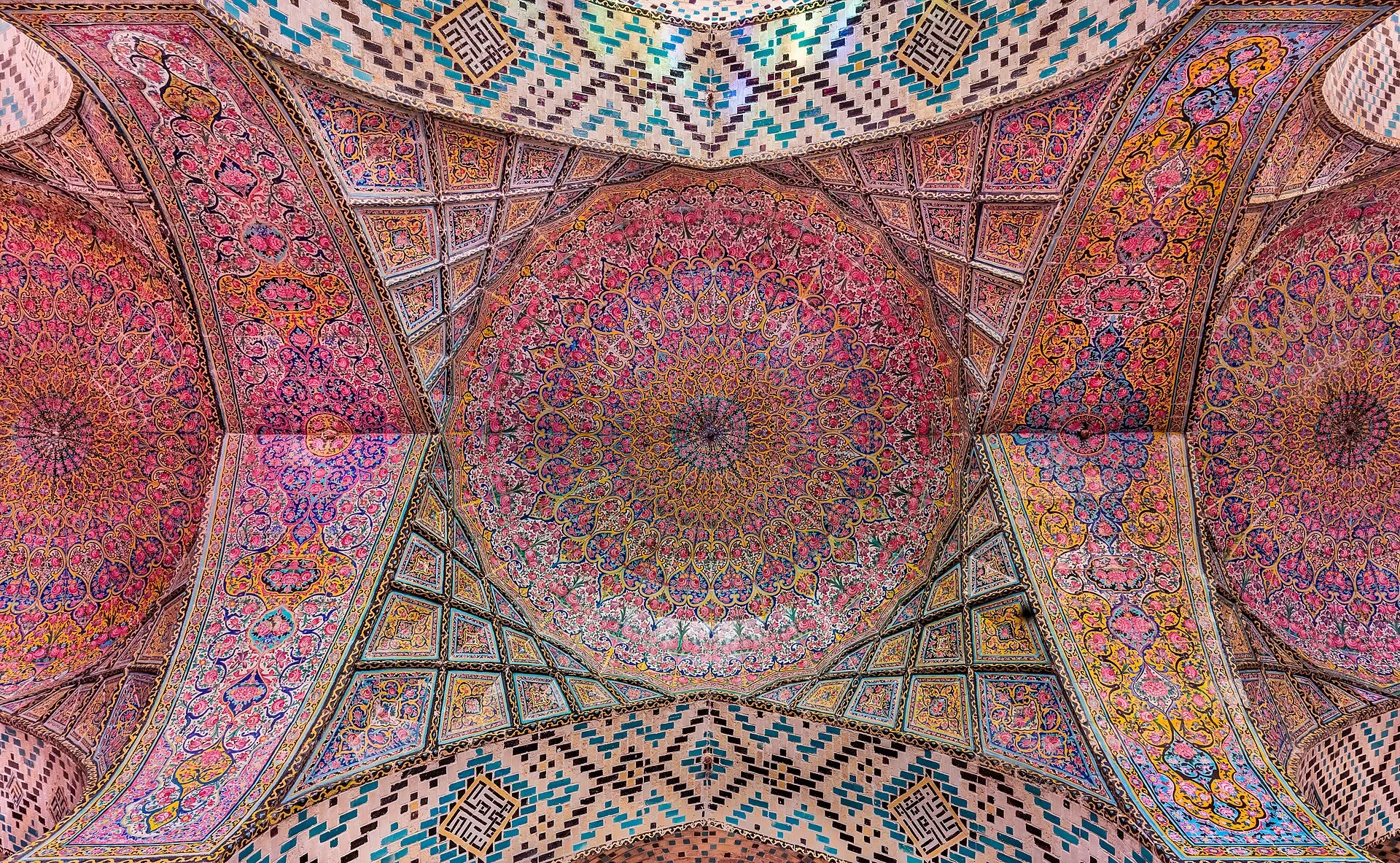 The colourful interior of Nasir al-Mulk Mosque in Shiraz