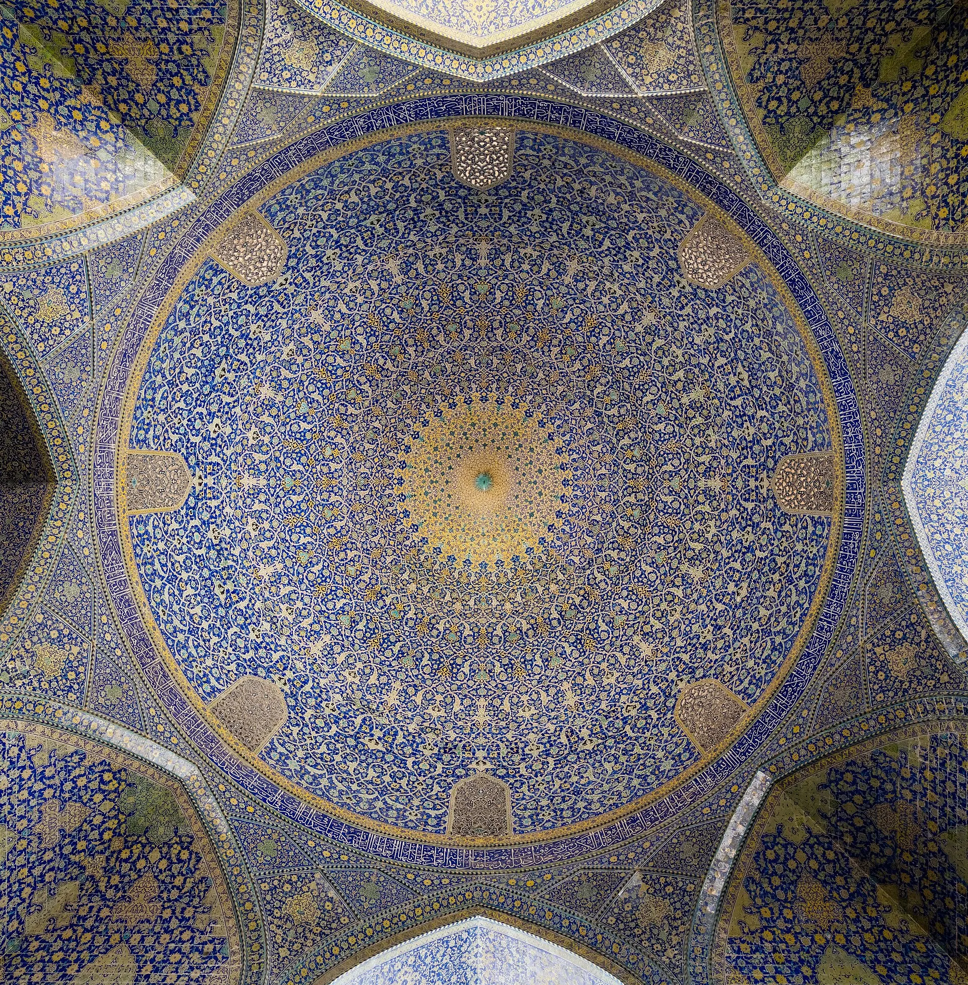 Blue tilework inside the Shah Mosque in Isfahan